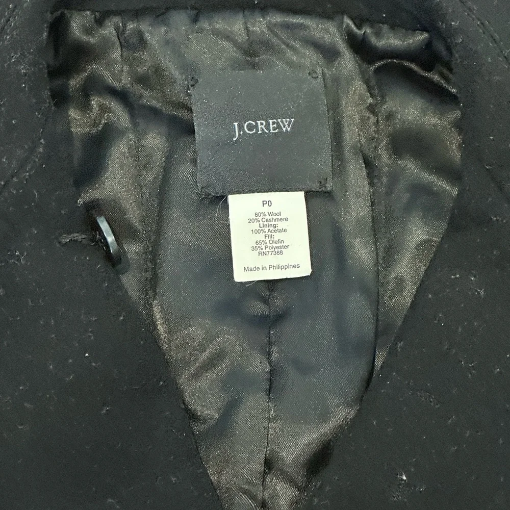 J. Crew Wool Black Double Breasted Pea Coat Size Petite 0 - Picture 3 of 7
